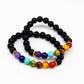 8mm black Lava New Mens Womens 7 Chakra Bracelets Bangle Colors Mixed Healing Crystals Stone Chakra Pray Mala Bracelet gift