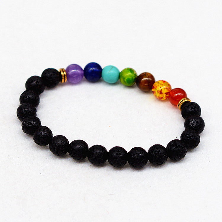 8mm black Lava New Mens Womens 7 Chakra Bracelets Bangle Colors Mixed Healing Crystals Stone Chakra Pray Mala Bracelet gift